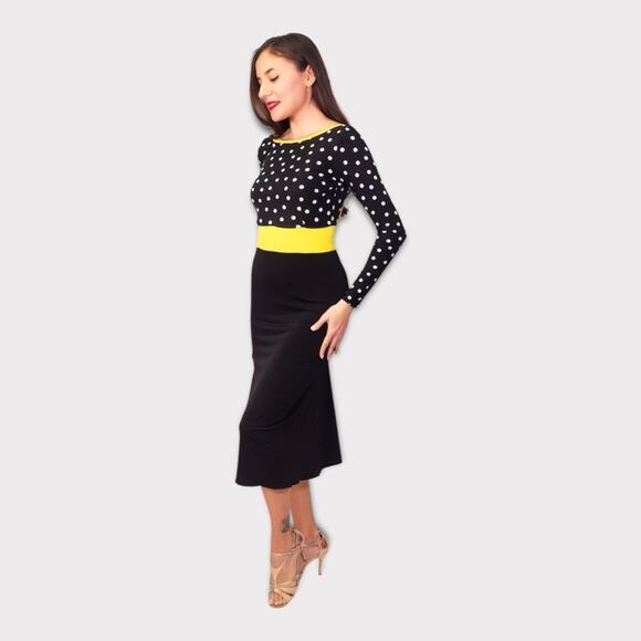 Tango White Dotted Black & Black Reversible Tango Dress /Reversable Dress Size S - Picture 8 of 13